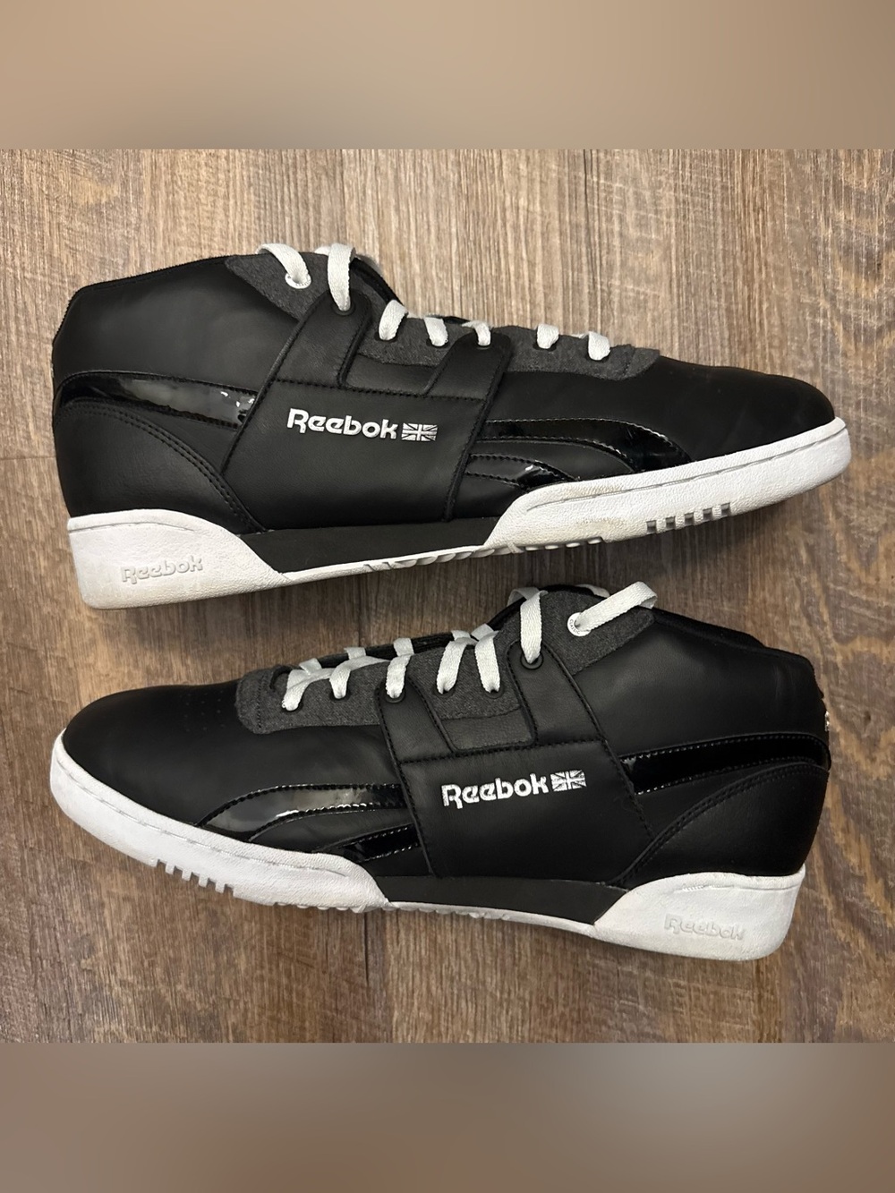 Reebok Black White Mid-Top Sneakers Shoes